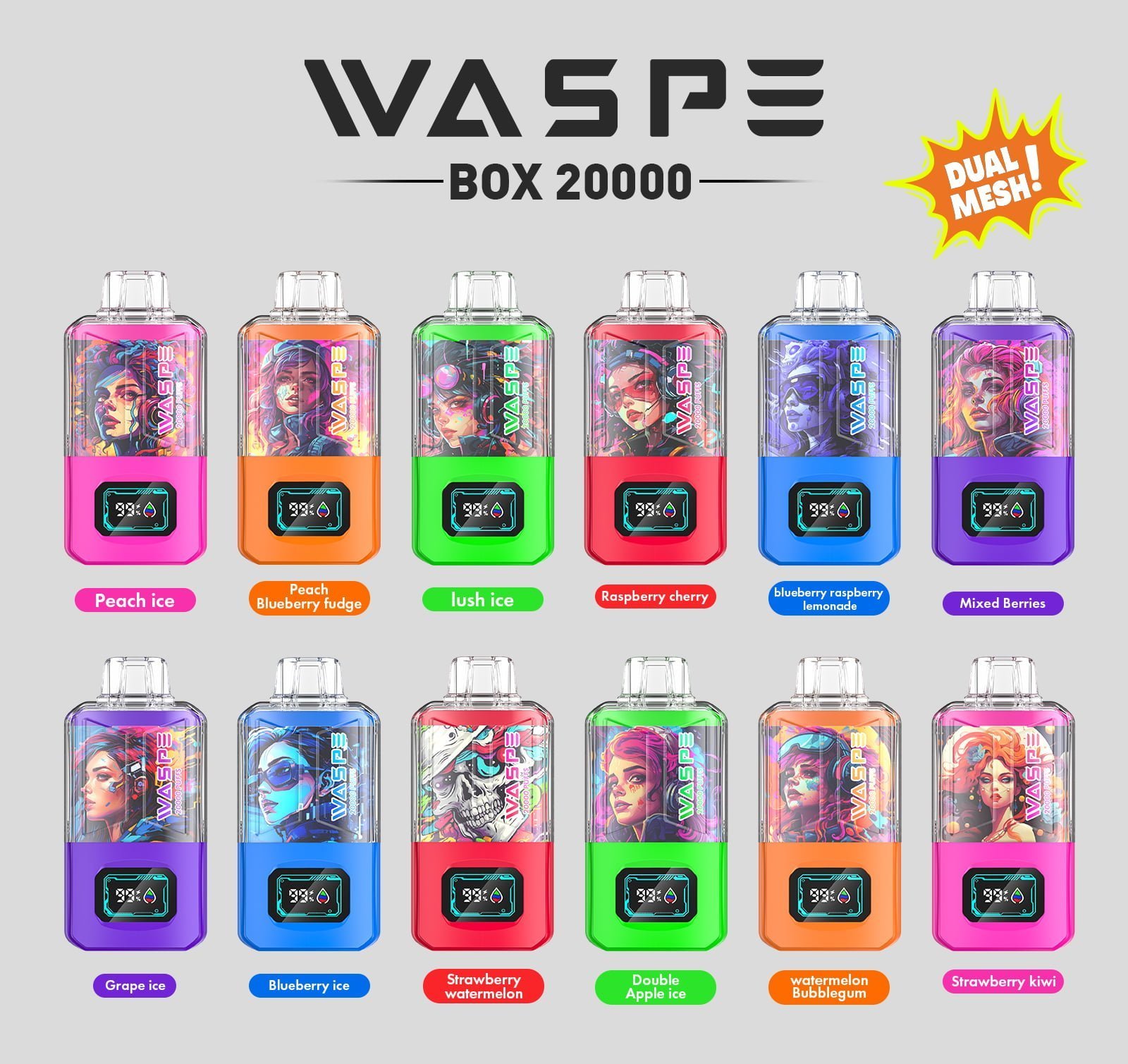 elfbar elfa kaufen WASPE 20000 PUFFS Dual Mesh Box Großhandel Kauf Einweg Vapes Großhändler