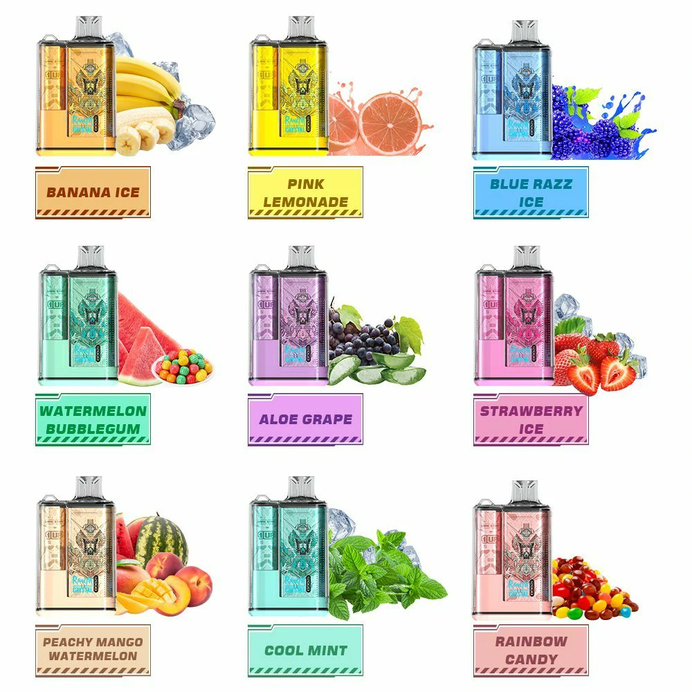 Randm Crystal 12000 Puffs 0% 2% 3% 5% Madala tugevusega LED-ekraan Laetav Hulgiostu Ühekordselt kasutatav Vape Pen Hulgimüük
