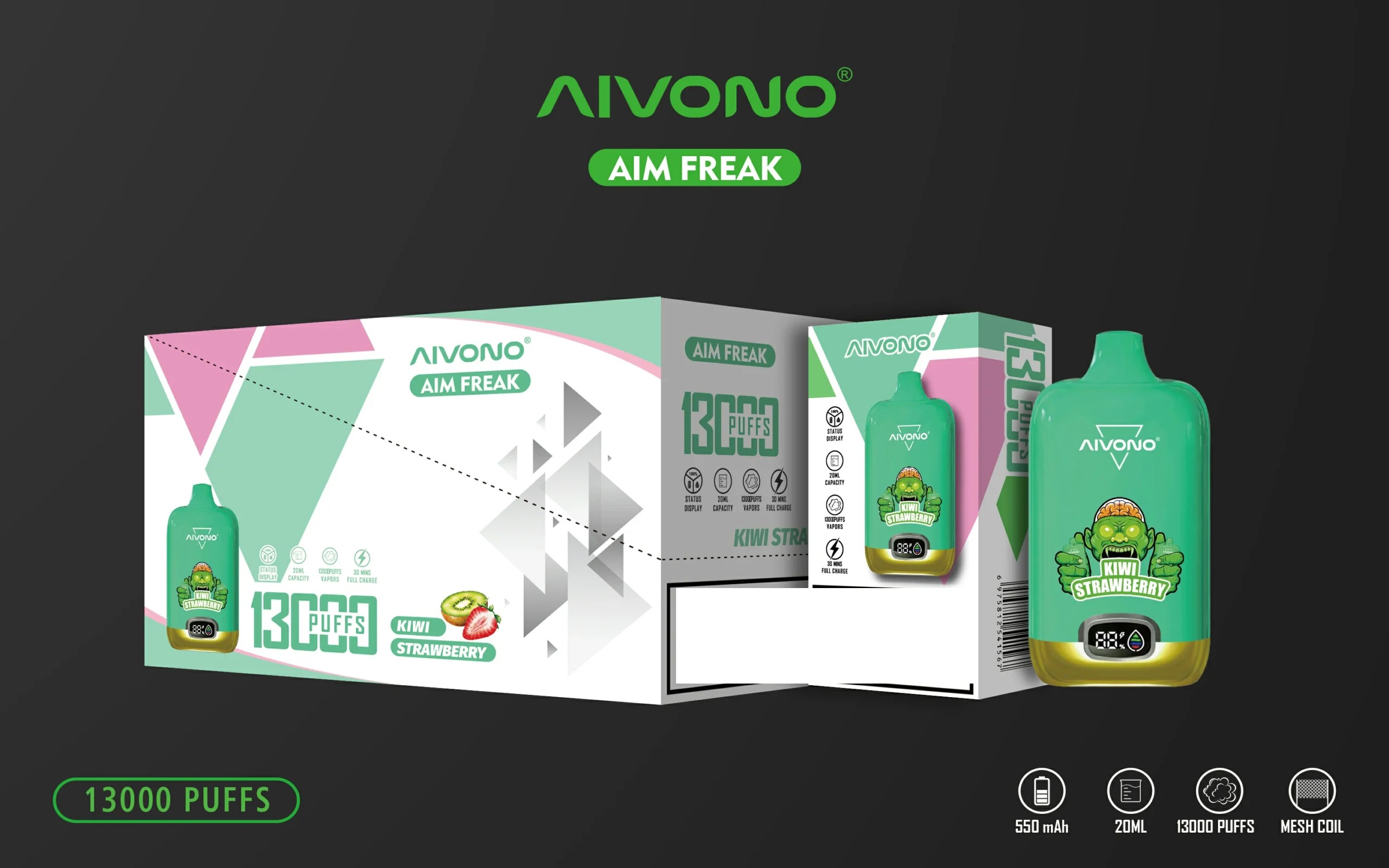 AIVONO AIM FREAK 13000 Puff-uri 0% 2% 3% 5% Putere Redusă Cumpărare în Vrac Vape Pen Rechargeable De Unică Folosință Angro