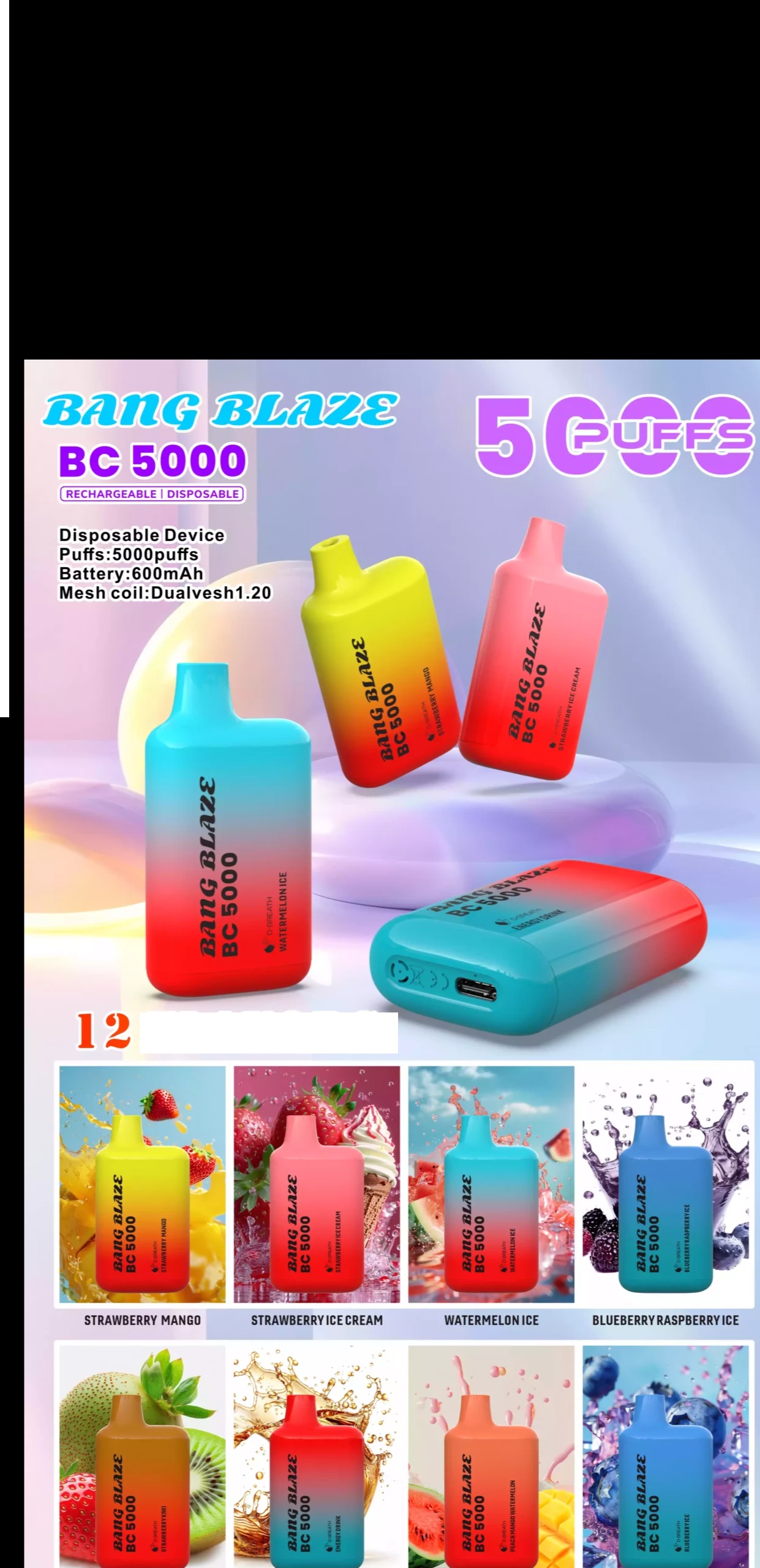 BANG BLAZE BC 5000 Puffs DSK062 0% 2% 3% 5% Lage Sterkte Bulk Aankoop Oplaadbare Wegwerp Vapes Pen Groothandel