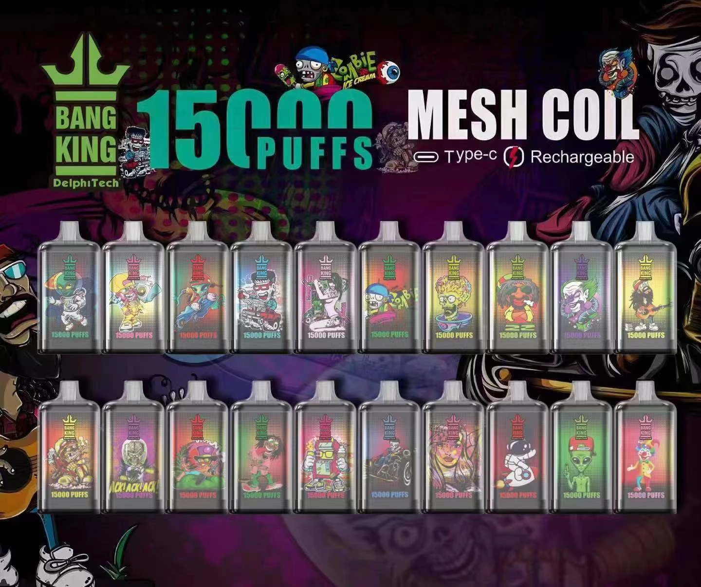 Bang King 15000 Puffs uppladdningsbar vape, standardmodell