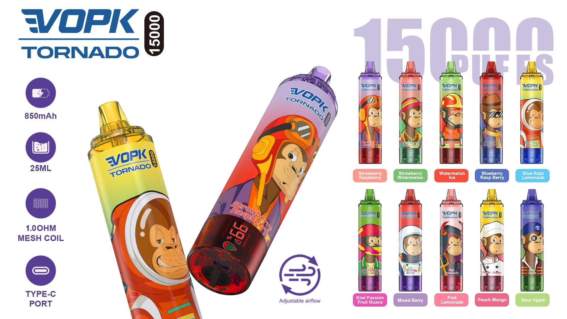 Hurtownia jednorazowych waporyzatorów VOPK Tornado 15000 Puffs