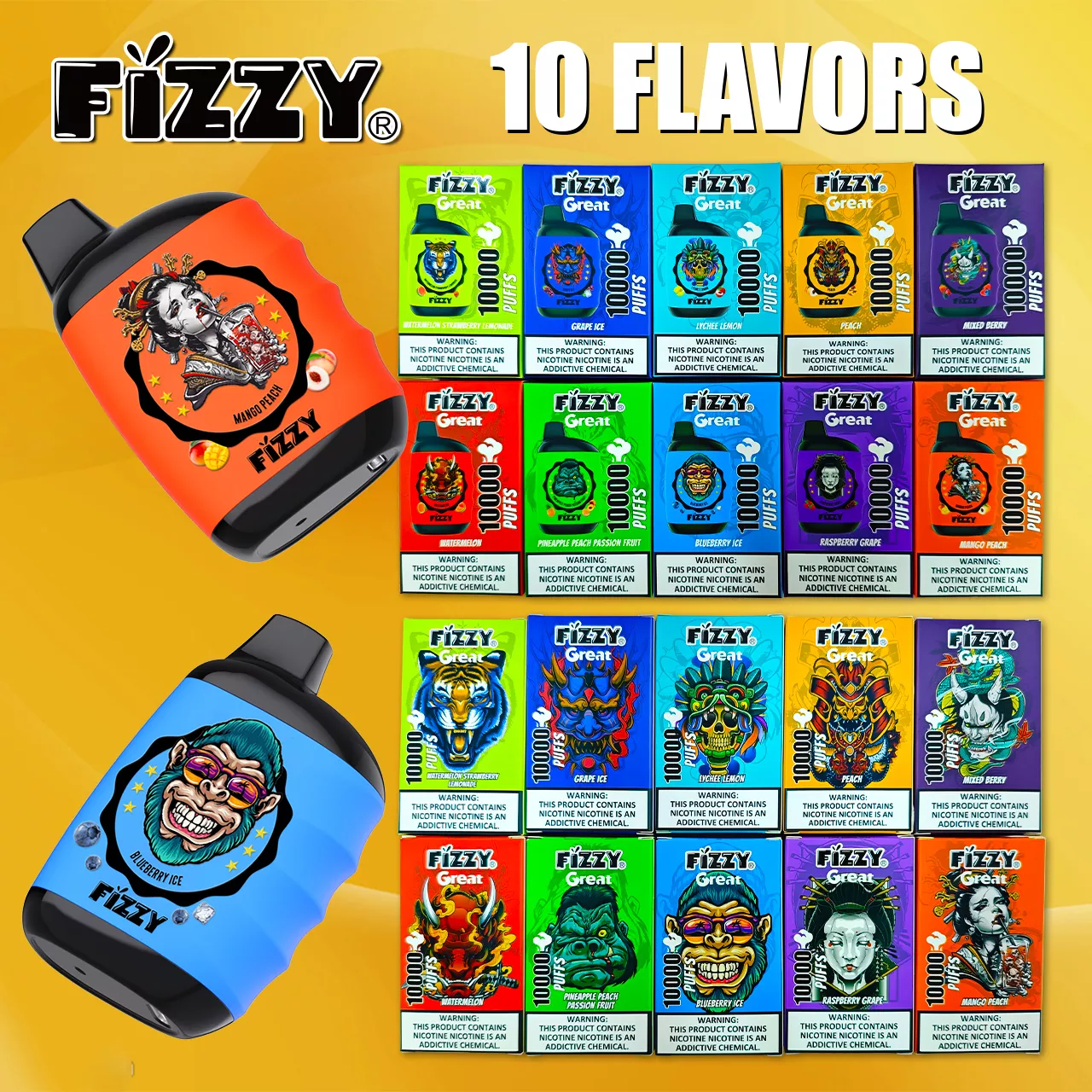 FIZZY Great 10000 Puffs 2% 5% Low Nicotine Bulk Buy Rechargeable Disposable Vapes Pen Wholesale