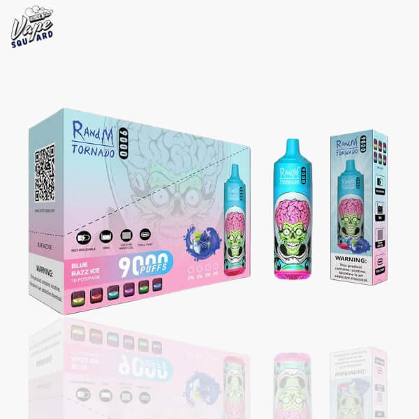 Blue Razz Ice RandM Tornado 9000 Puffs
