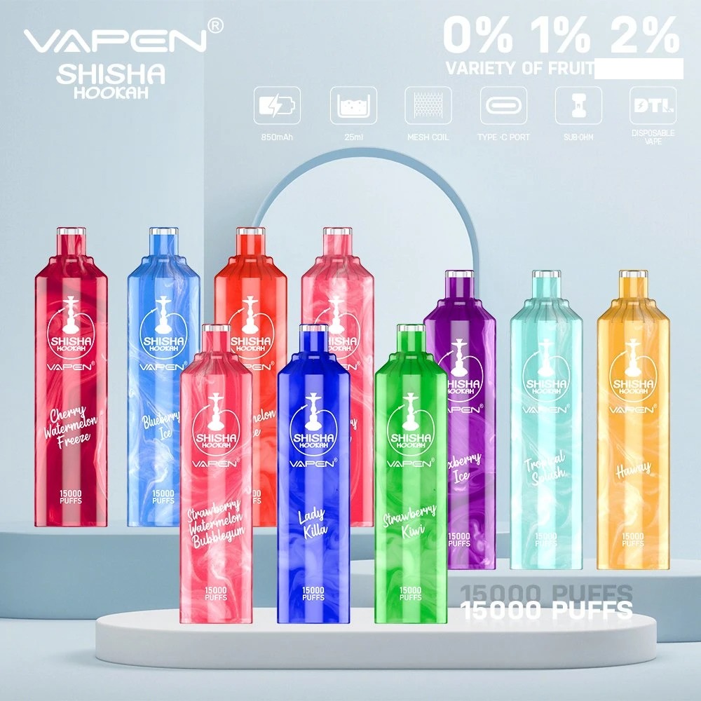 VAPEN Shisha Hookah 15000 Puhkumist 0% 2% Madal Tugevus Hulgiosta Laetav Ühekordselt Kasutatav Vape Pen Hulgimüük