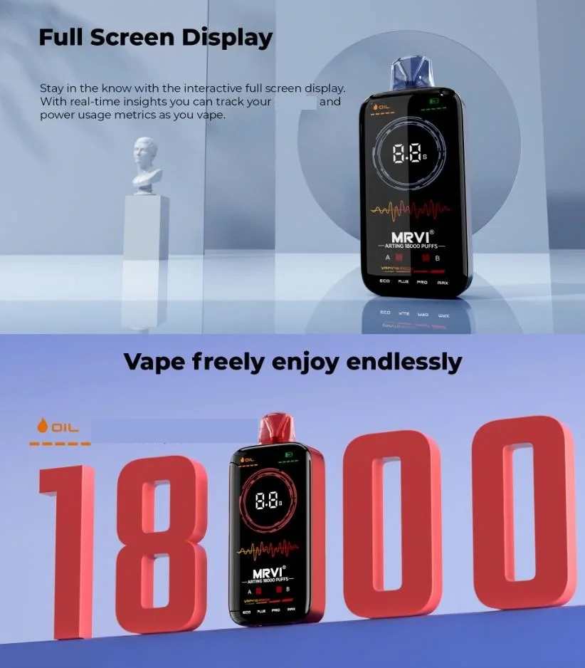MRVI Arting 18000 Puffs Dual Mesh Full Screen Display 2% 5% Low Strength Bulk Buy Rechargeable Disposable Vapes Pen Wholesale