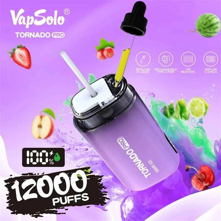 Vapsolo Tornado Pro 12000 suihkeet 2% 5% nízký nikotin Bulk nákup Nabíjecí Jednorázové Vapes pero Velkoobchod - GleeVape