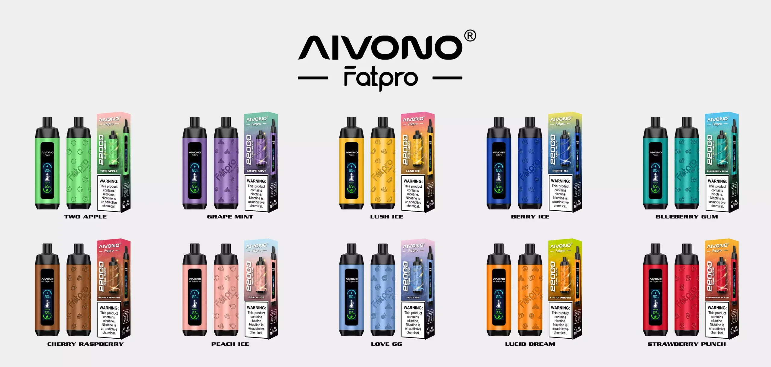 AIVONO Fatpro 22000 Puffs Hookah Cyfrowy Ekran 0% 2% 3% 5% Niskiej Mocy Zakup Hurtowy Akumulatorowych Jednorazowych Vape'ów Długopis Hurt