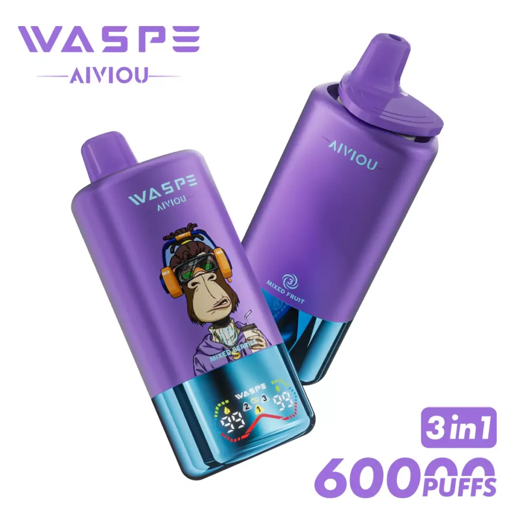 WASPE AIVIOU 60000 Puffs 3 Tastes in 1 LED Ekran 0% 2% 5% Düşük Kalite Toplu Alım Şarj Edilebilir Tek Kullanımlık Vape Kalem Toptan Satış