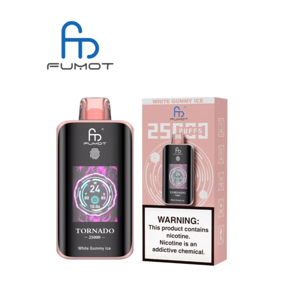 Fumot Tornado 25000 Puffs Digital Display 0% 2% 5% Low Strength Bulk Buy  Rechargeable Disposable Vapes Wholesale