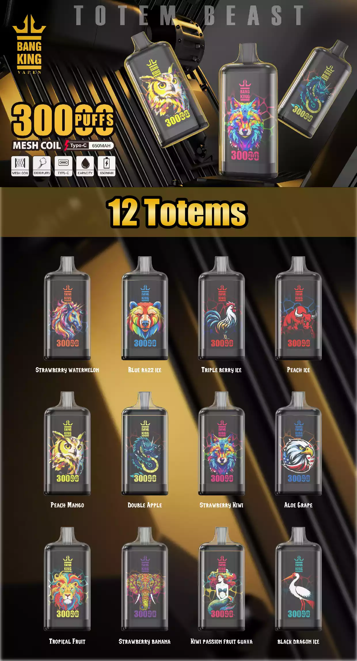 Bang King 30K Puffs DSK057 Alacsony Erősségű Nagy Tételben Vásárolható Eredeti Újratölthető Eldobható Vape Nagykereskedelem