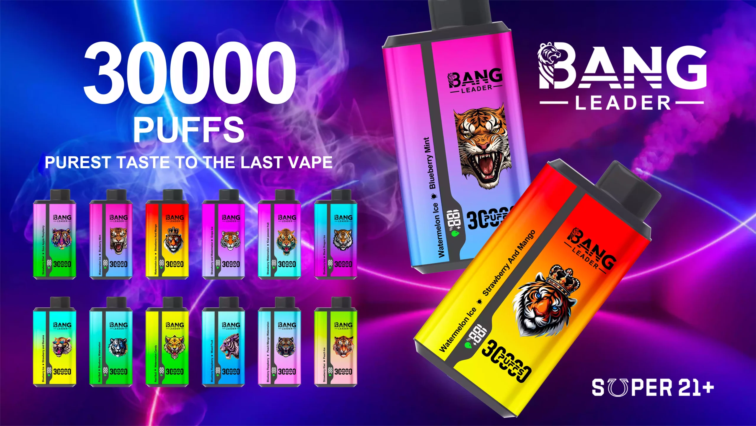 Leader Bang 30k Puffs Doppio Sapore Schermo Bassa Resistenza Acquisto in Massa Vape Ricaricabili Monouso Originali all'Ingrosso