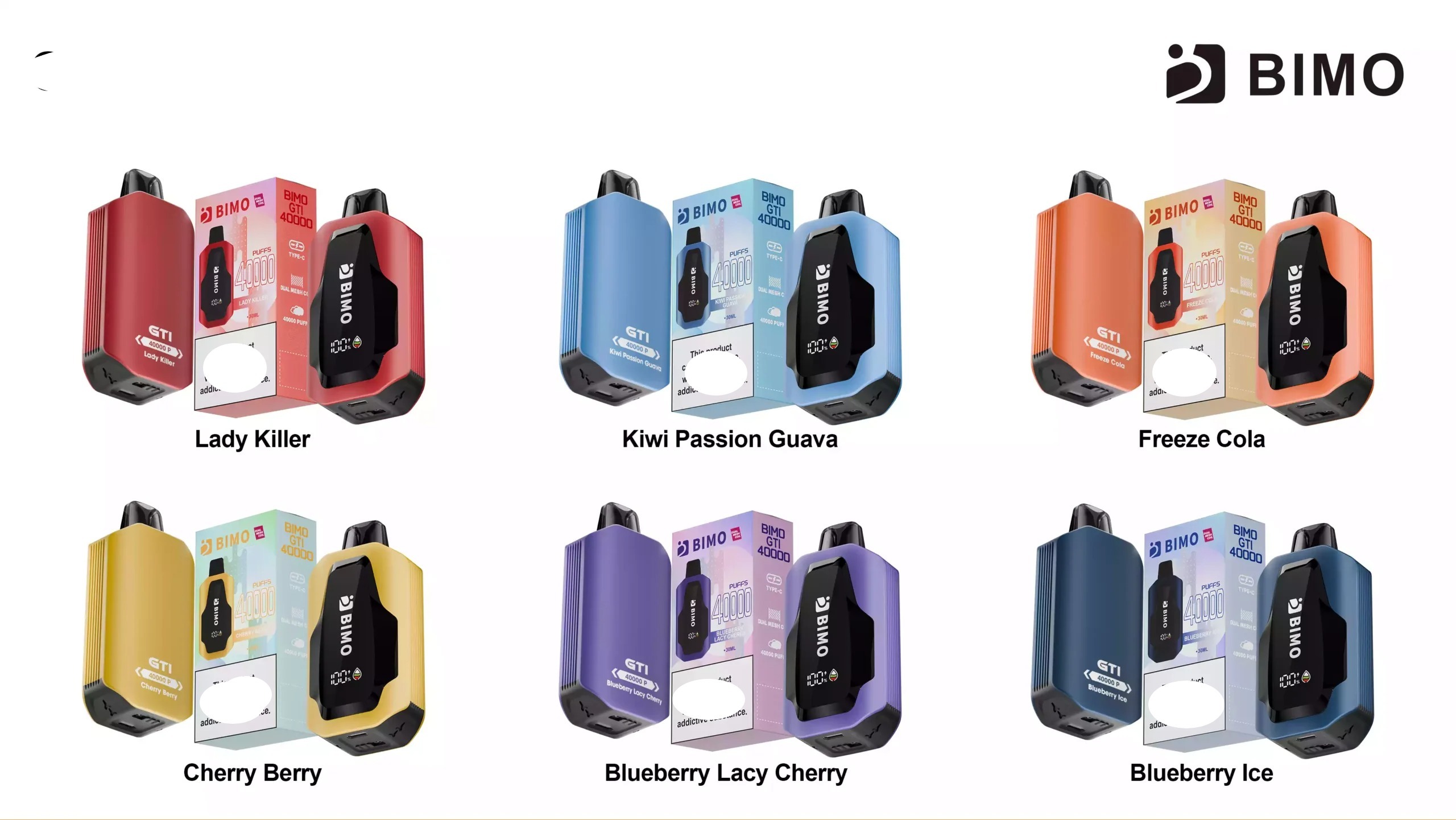 BIMO GTI 40K Puffs Screen Low Strength Bulk Buy Original Rechargeable Disposable Vapes Wholesale