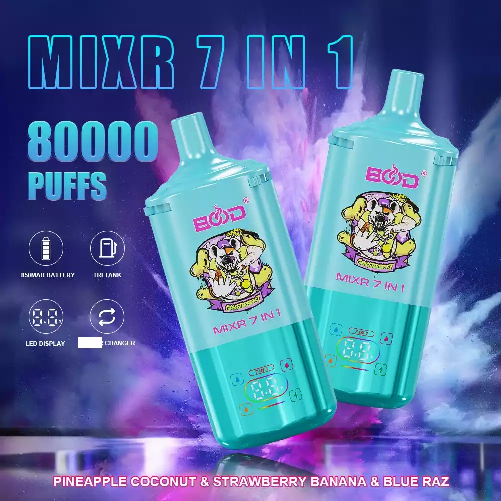 BOOD MIXR 80K Puffs 7 in 1 Tastes Screen Low Strength Bulk Buy Original Rechargeable Disposable Vapes Wholesale