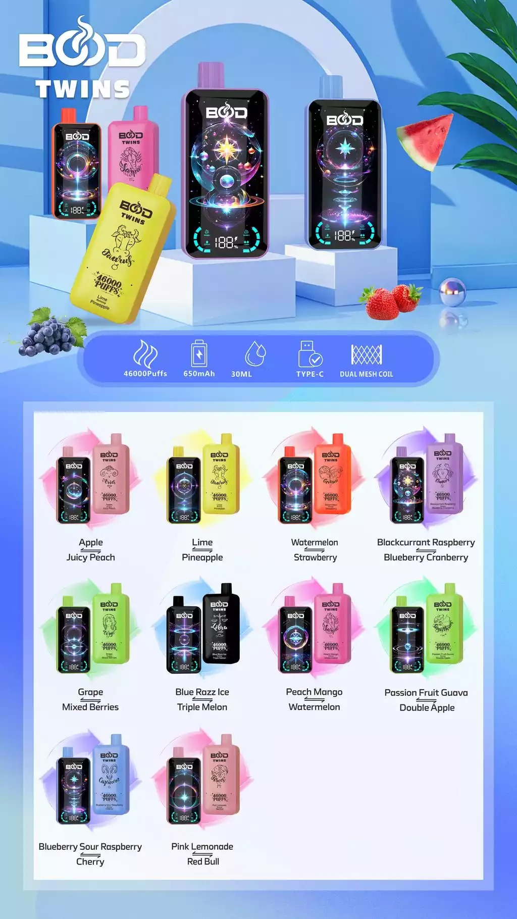 BOOD TOPELIKUD 46K Puhffid Ekraan Madal Tugevus Hulgiosta Originaal Laetav Ühekordselt Kasutatavad Vapes Hulkostmine