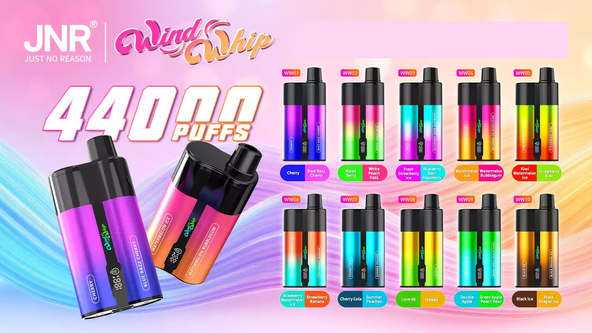 JNR WIND WHIP 44K 44000 Puffs Disposable Vapes Wholesale Bulk Buy Mesh Coil Dual Options