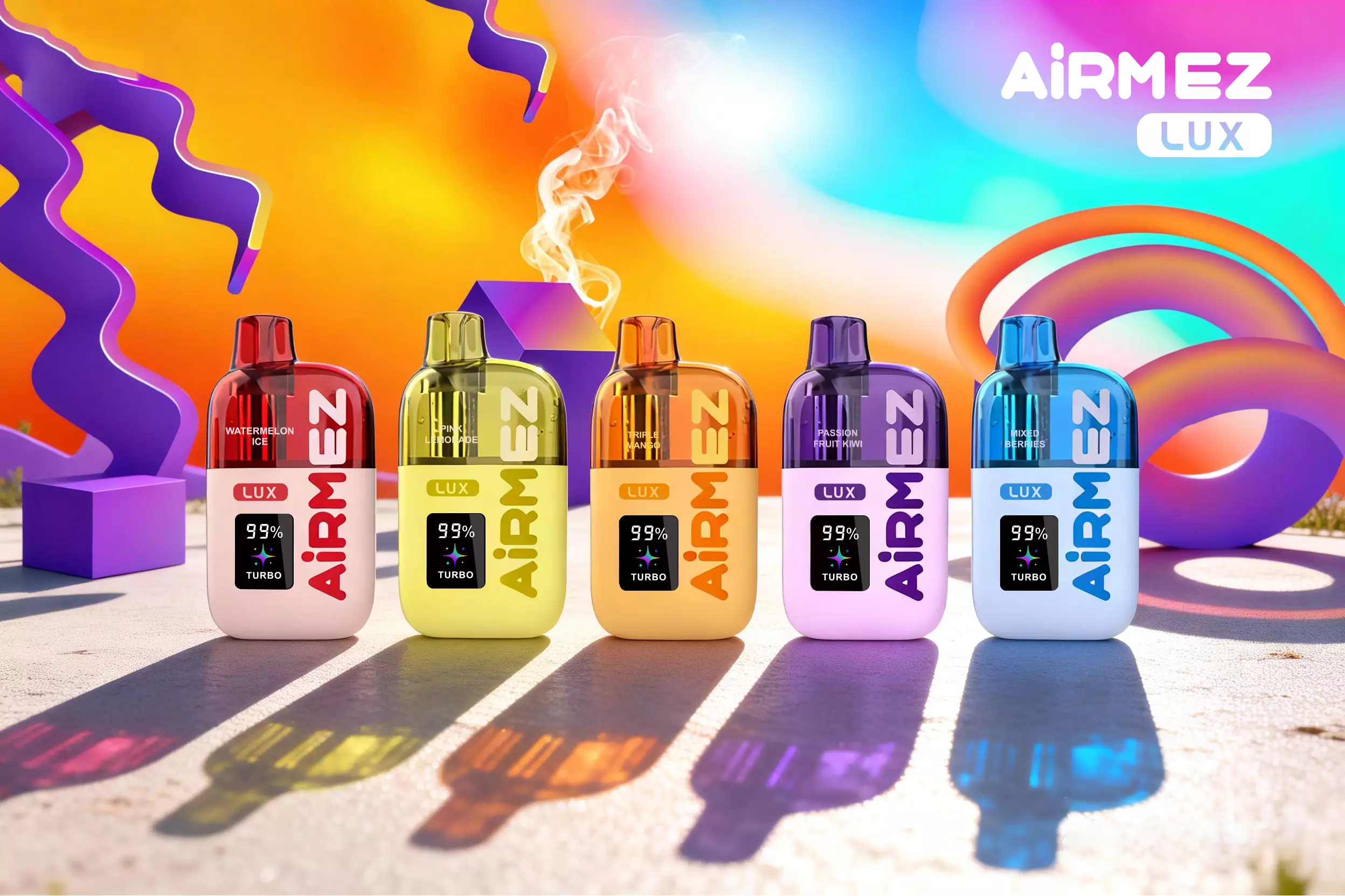 AIRMEZ LUX 60000 Puffs 60K Bulk Buy Disposable Vapes Wholesale Turbo Mode Visible Tank Leak-Proof