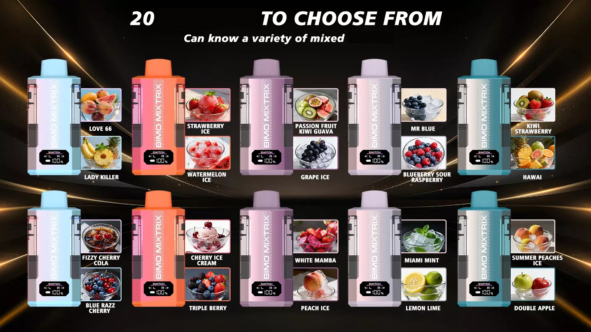 BIMO MIXTRIX 80000 Puffs 80K Disposable Vapes Euroopan tukkumyynti irtotavarana Double Taste Smart Display