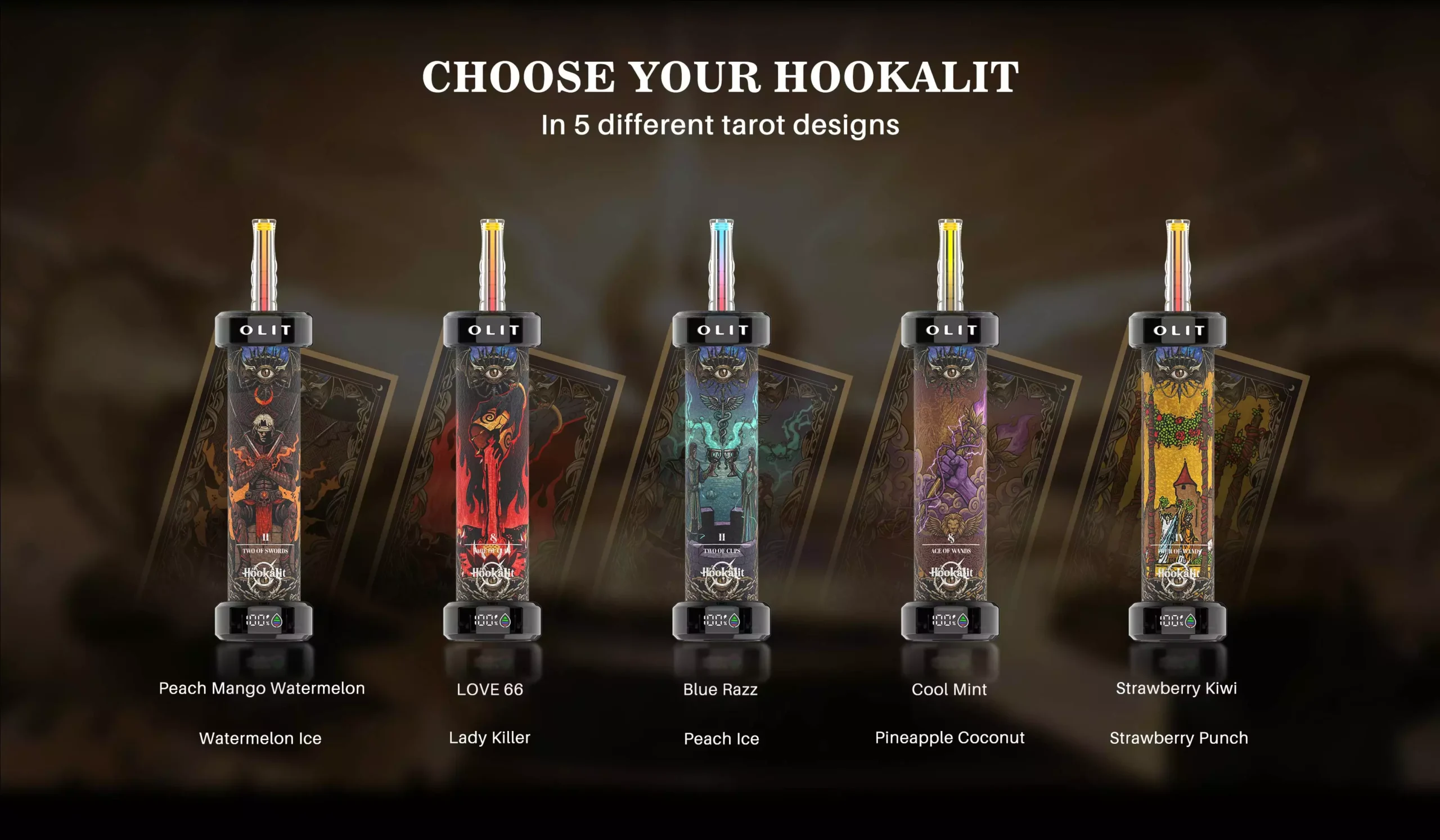 OLIT HOOKALIT 40000 Puffov 40K Vape Pero za enkratno uporabo na veleprodajo, polnjenje, pametni zaslon, dvojni načini, serija Tarot