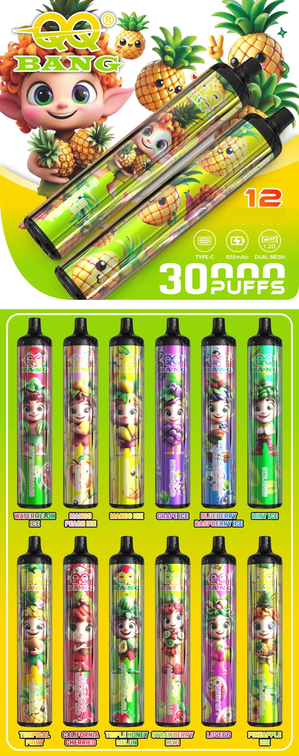 QQ BANG 30000 Puffs DSK083 30K Rechargeable Disposable Vapes Vânzare en gros Cumpărare în vrac Dual Mesh Original