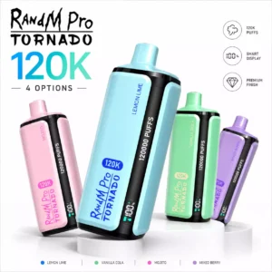 MOJE RANDM PRO TORNADO 4W1 Wielowariantowe Smaki 120000 Puffs 120K Rechargeable Jednorazowe Vape Hurtownia Cyfrowy Wyświetlacz Zakup Hurtowy