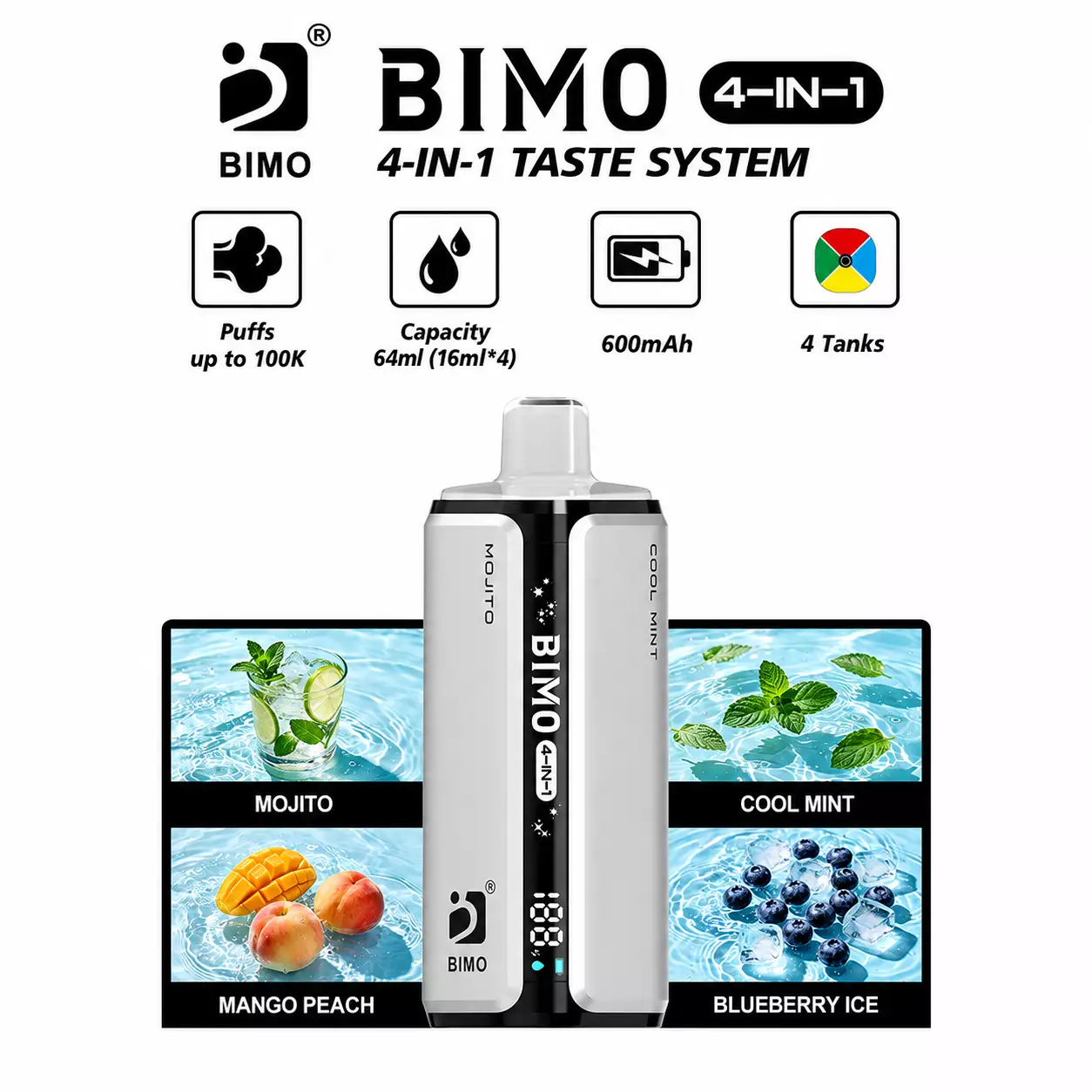 BIMO 4IN1 100000 Puffs 100K Rechargeable Disposable Vapes European Digital Display Wholesale Bulk Buy - Bild 5