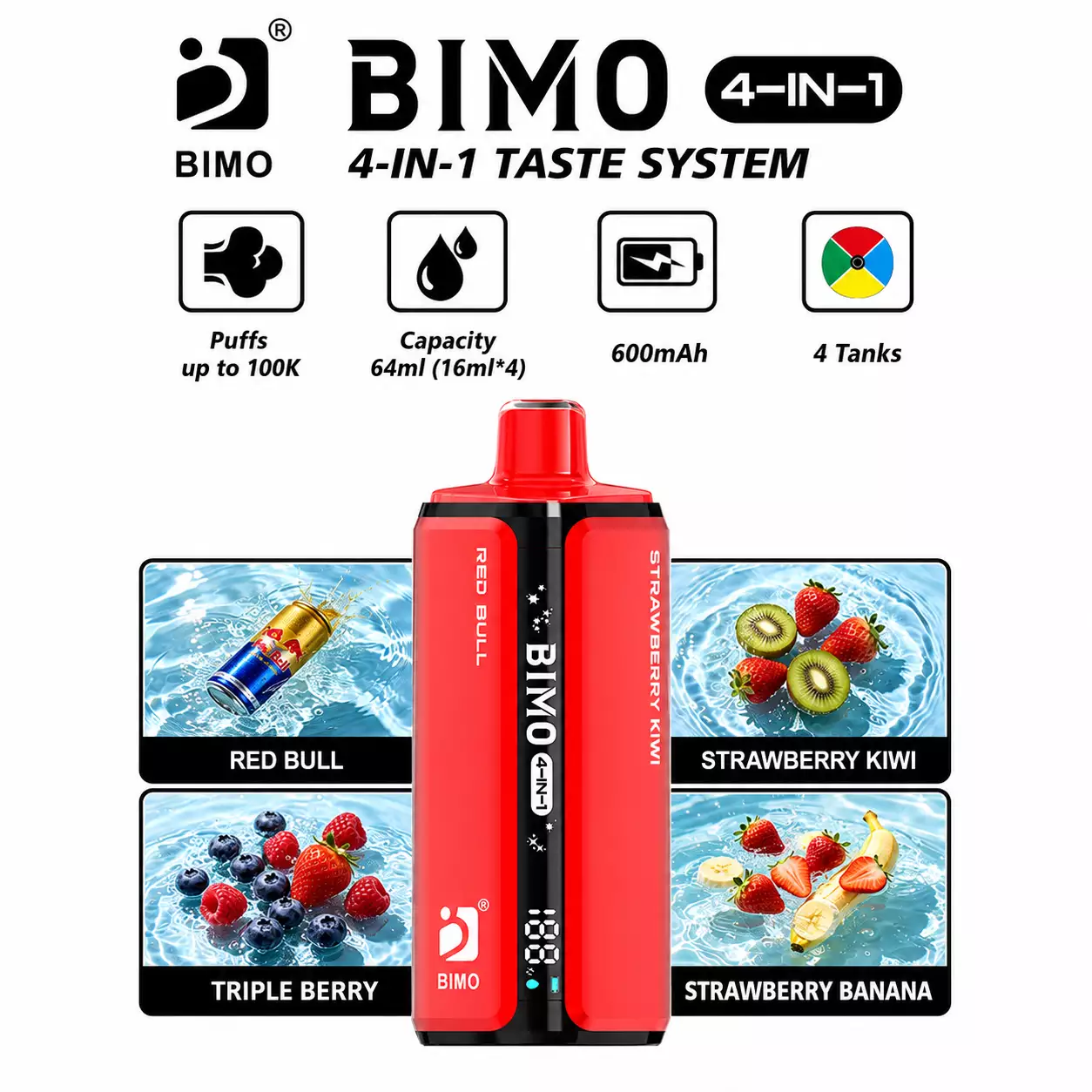 BIMO 4IN1 100000 Puffs 100K Rechargeable Disposable Vapes European Digital Display Wholesale Bulk Buy - Bild 4