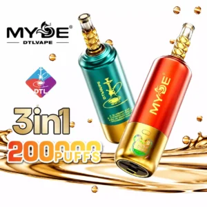 MYDE DTL Shisha Hookah 3IN1 Sapore 200000 Puffs 200K Ricaricabili Vape Monouso Originale Acquisto all'Ingrosso in Quantità Display Intelligente