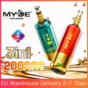 MYDE DTL Shisha Hookah 3 In 1 Taste 200000 Puffs 200K Rechargeable Disposable Vapes Original Wholesale Bulk Buy Smart Display