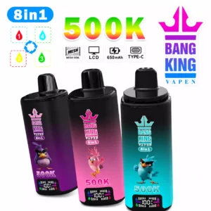 BANG KING 500000 Puffs 8 In 1 Tastes DSK073 500K Rechargeable Disposable Vapes European Smart Display Wholesale Bulk Buy