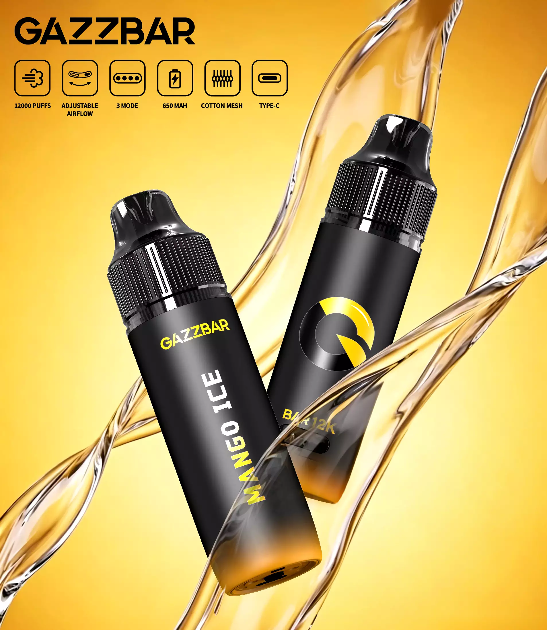 GAZZBAR 12000 Puffs 12K Wholesale Rechargeable Disposable Vapes European Mesh Coil Bulk Buy — изображение 2