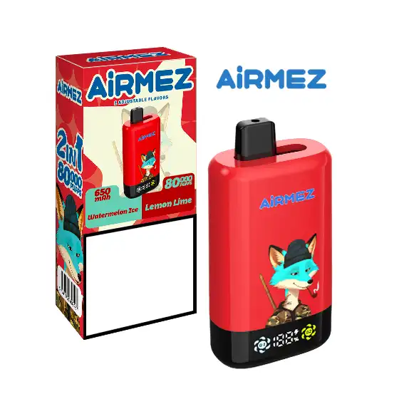 AIRMEZ FOX 2 In 1 PRO 80000 Puffs 80K Wholesale Rechargeable Disposable Vapes Digital Screen Bulk Buy - 画像 (11)