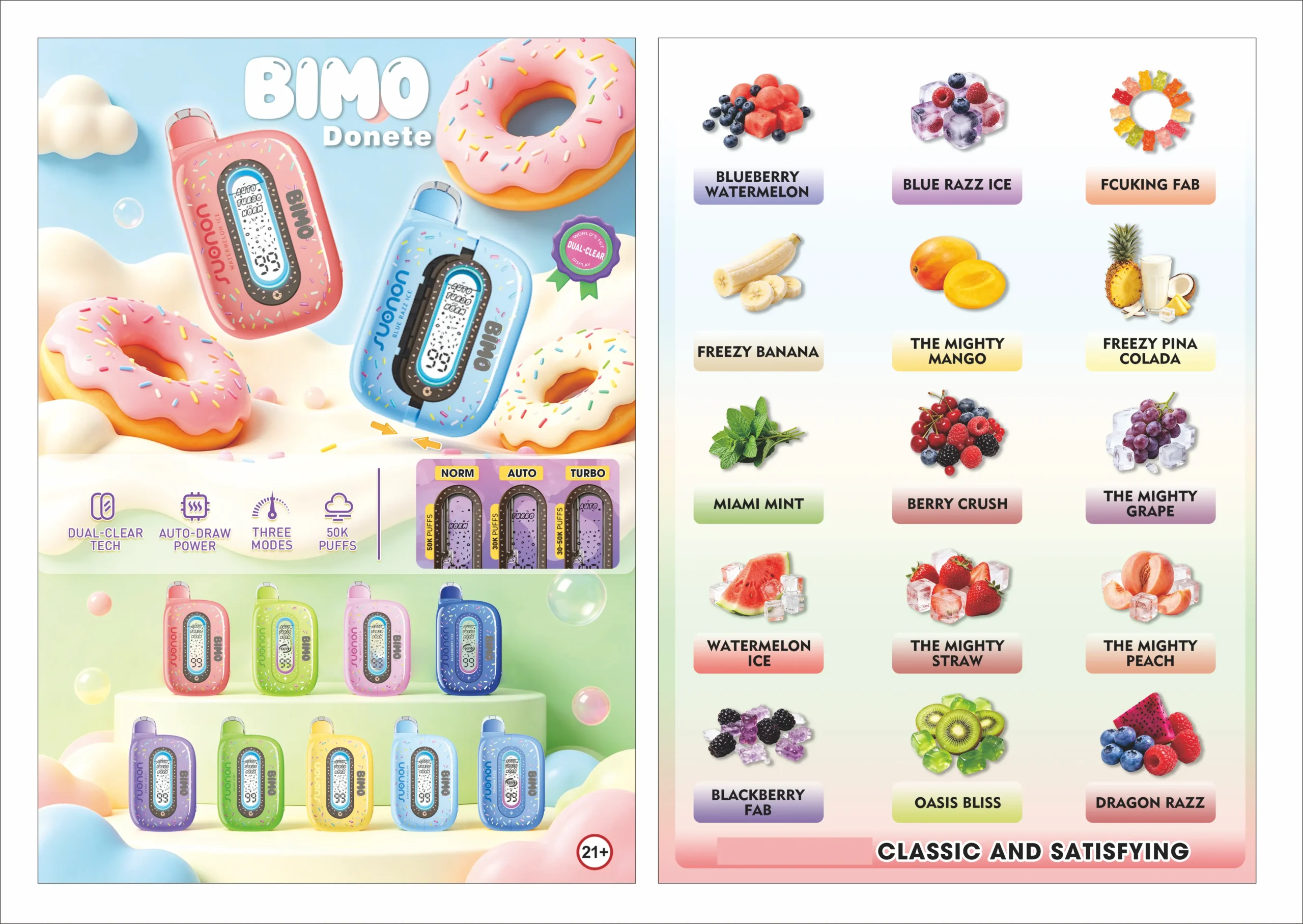 BIMO DONETE 50000 Puffs 50K Disposable Vapes Rechargeable Dual Display Premium Wholesale Bulk Buy