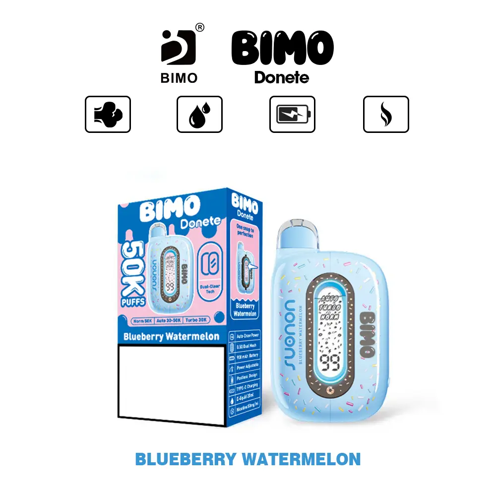 BIMO DONETE 50000 Puffs 50K Disposable Vapes Rechargeable Dual Display Premium Wholesale Bulk Buy - Afbeelding 12