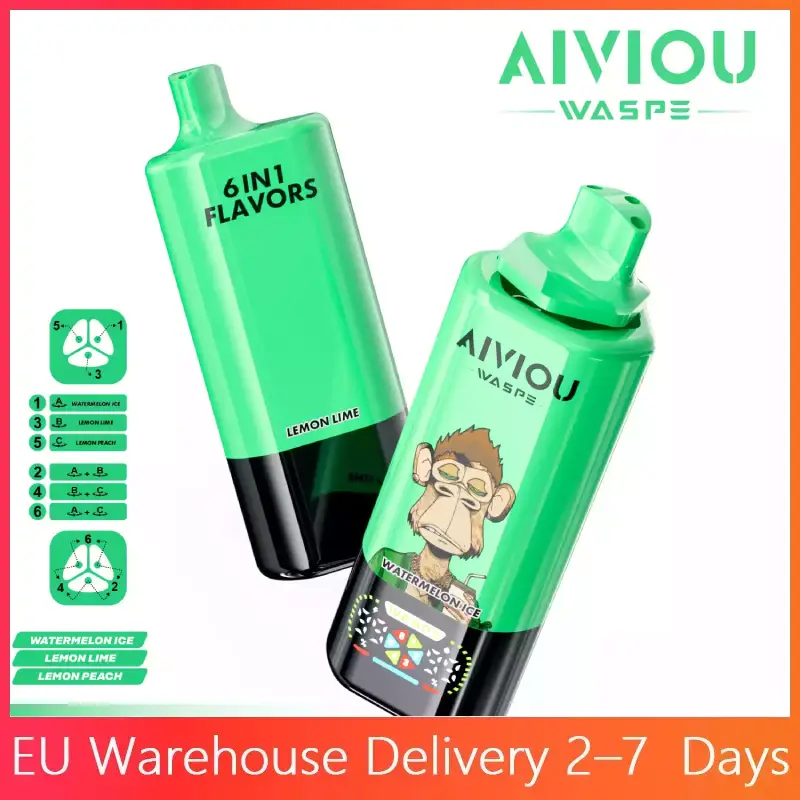 WASPE AIVIOU 150K Puffs 6 в 1 Вкусы Оптовая Покупка Заряжаемые Одноразовые Вейпы