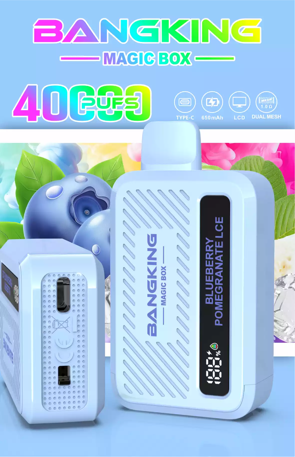BANG KING MAGIC BOX 40000 Puffs 40K Rechargeable Disposable Vapes Wholesale Bulk Buy Dual Mesh Smart Screen